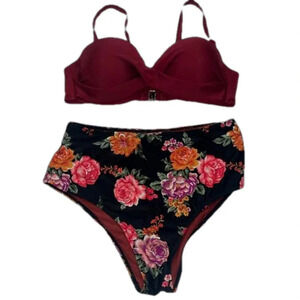 XL bikini twist front bikini top removable‎ straps floral bikini bottom vacation